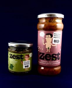 zest pesto, zest tomato, mushroom & smoked garlic pasta sauce